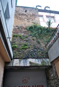 The original city wall now part of a parking garage!