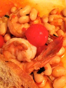 shrimp, white beans, tomatoes